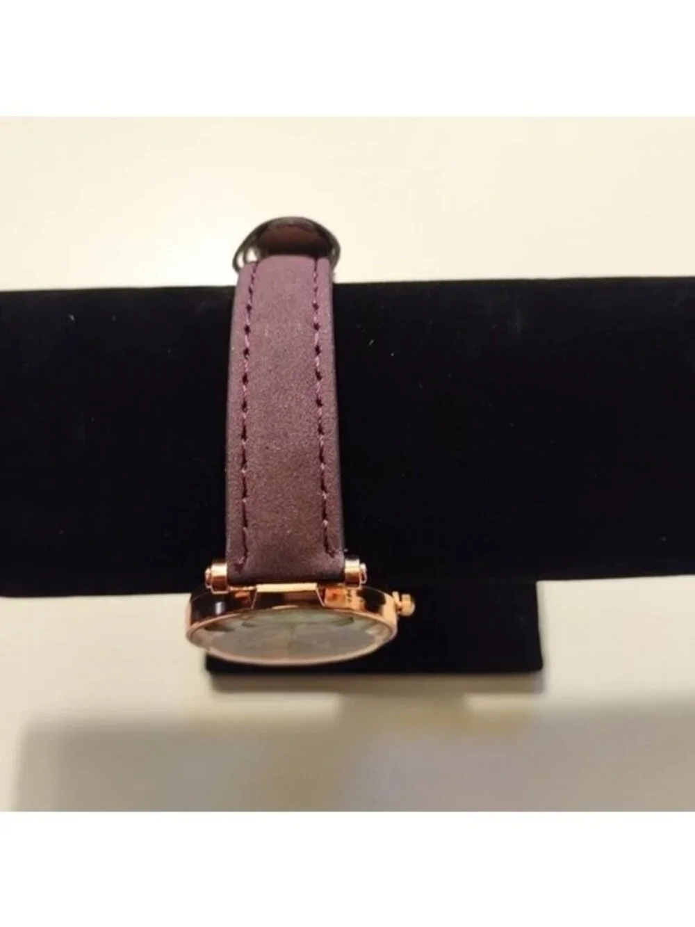 Rose Gold Quartz Watch With Glitter Dial & Purple Leather Strap-LIKE NEW-WORKS
